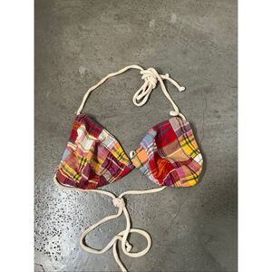 J. Crew Patch Y2K Triangle Bikini Top | Medium in Multicolor